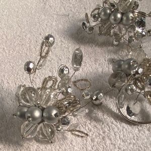 3 Crystal & Pearl napkin rings